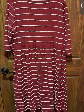 Dainty jewels Burgundy Striped Peplum Dress